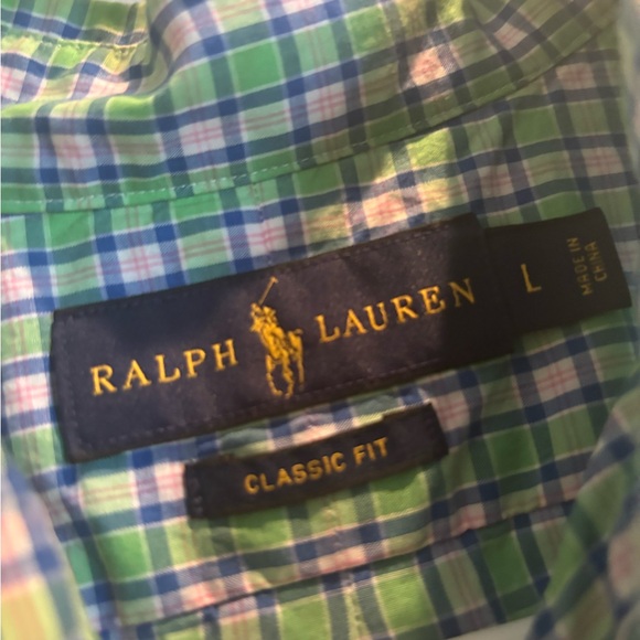 Ralph Lauren Pastel Plaid Preppy Button Down Shirt Men's Large Classic Fit - Picture 4 of 4